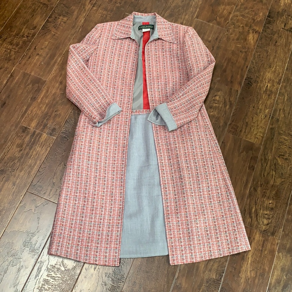 Harve Benard Wool Skirt and Long Blazer Set, Size 8